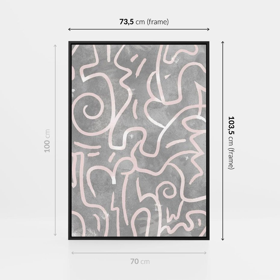 Obraz w ramie 70x100 - Sploty odblasków i zawirowań - abstrakcyjne rysunki, wzorek - rama czarna