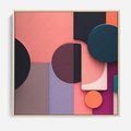 Obraz w ramie 80x80 - Przenikanie przestrzeni czasu - abstrakcja, geometria - rama drewno