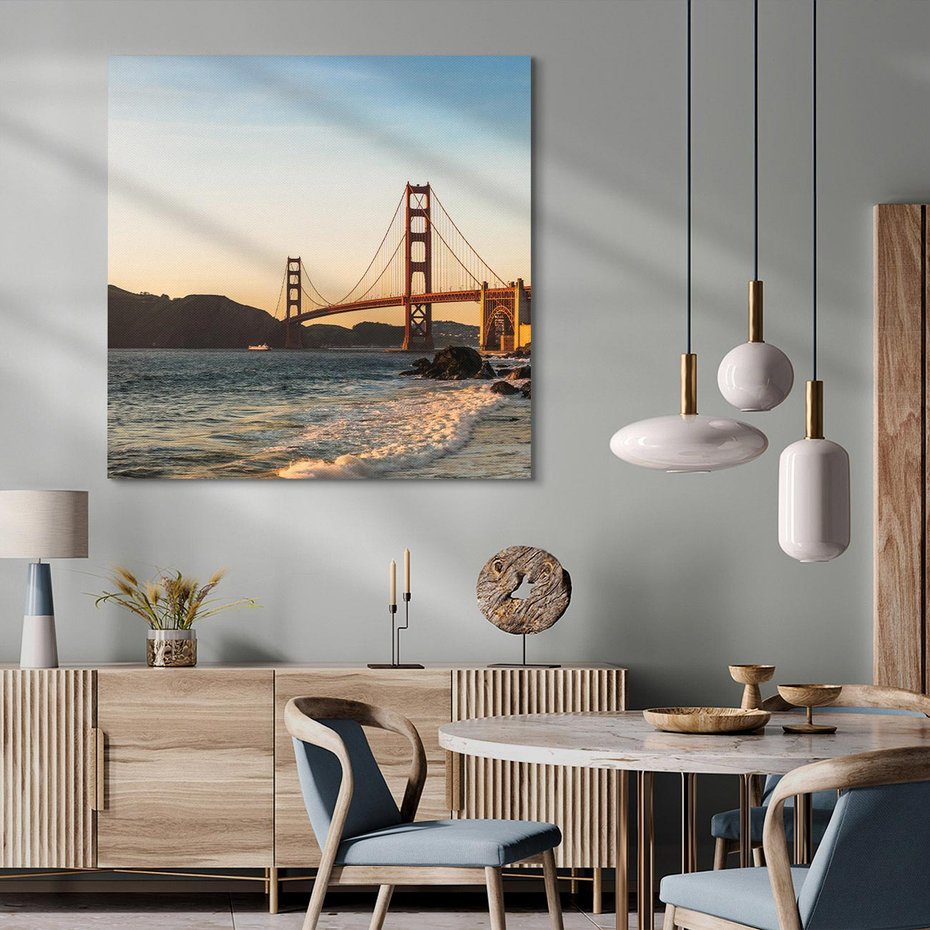 Obraz na płótnie 50x50 - Statek na morzu - Golden Gate, most