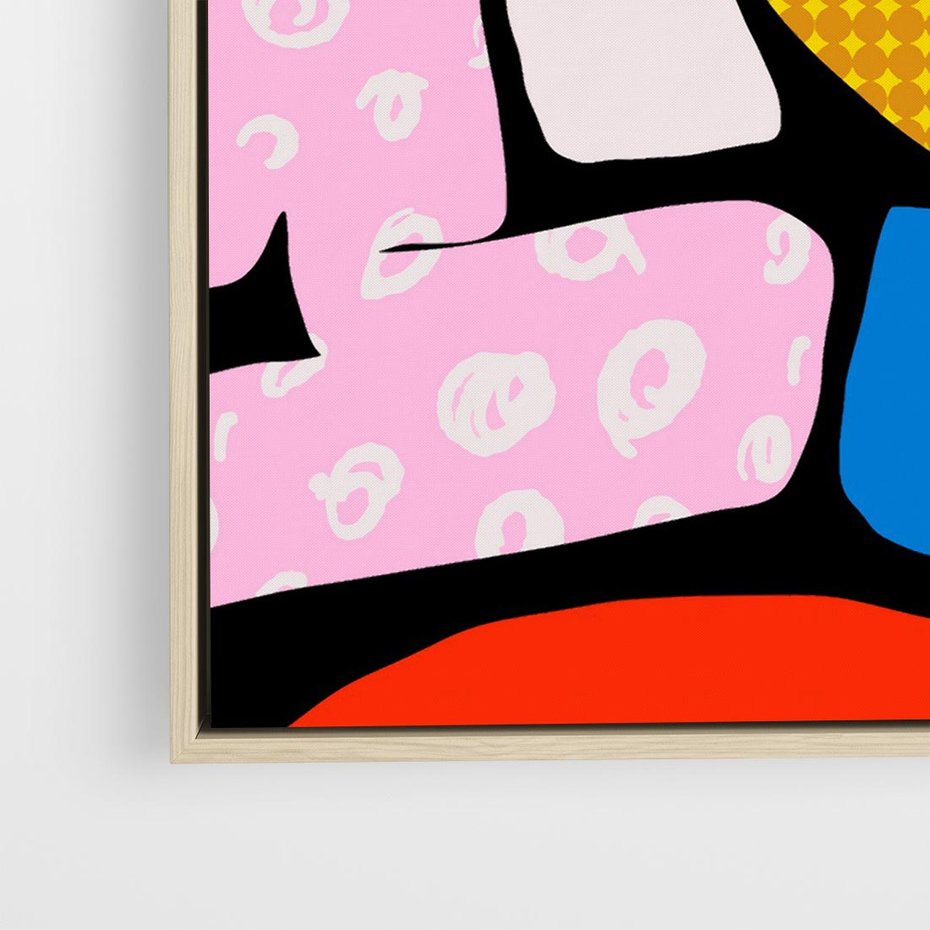 Obraz w ramie 80x80 - Kolory Komiksu - abstrakcyjne formy, komiksowy styl - rama drewno