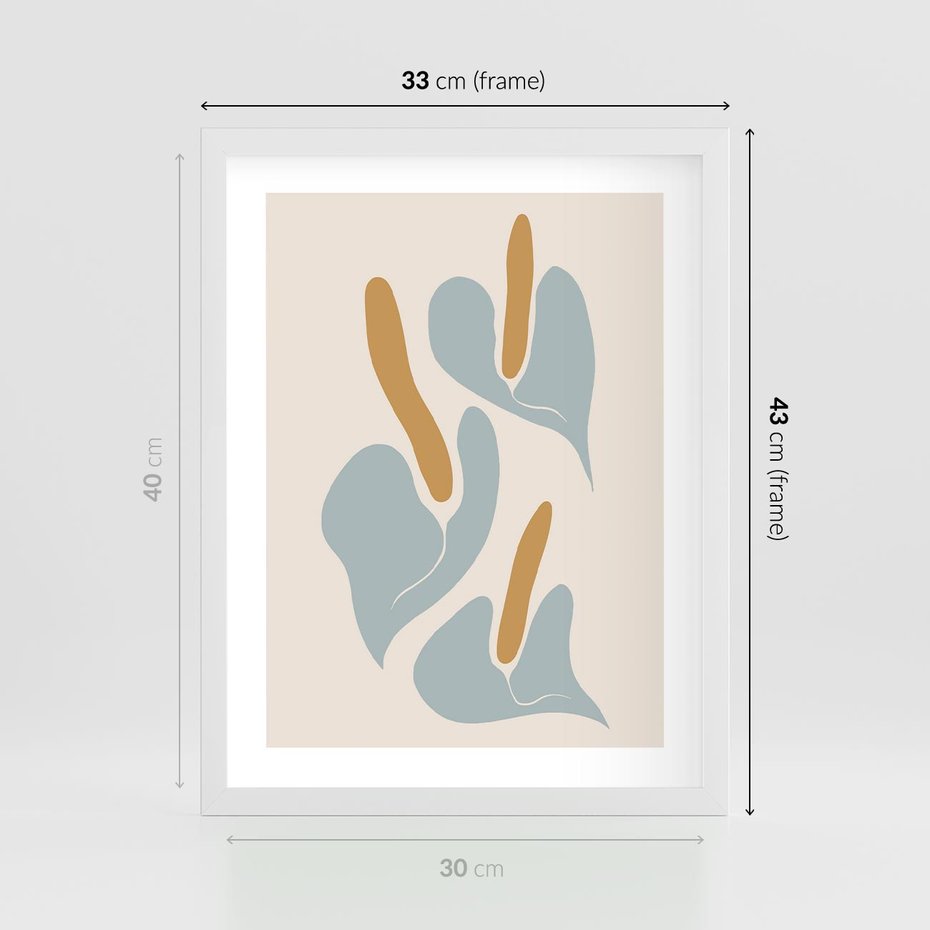 Plakat w ramie 30x40 - Kwiaty Pasteli - kwiaty, nowoczesne i minimalistyczne - rama biała