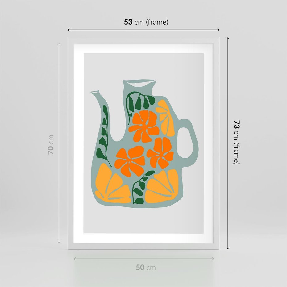 Plakat w ramie 50x70 - Kolorystyczna Ekspresja - czajnik, abstrakcja - rama biała