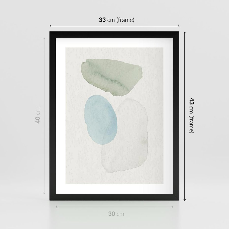 Plakat w ramie 30x40 - Akwarelowa Symfonia Natury - abstrakcyjne delikatne plamy, akwarelowe - rama czarna