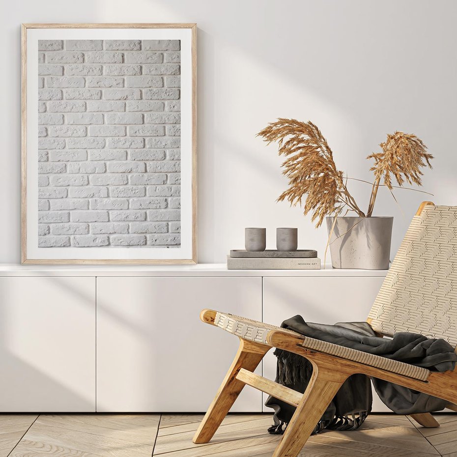 Plakat w ramie 50x70 - Wymiarowa Struktura - ściana, cegła - rama drewno