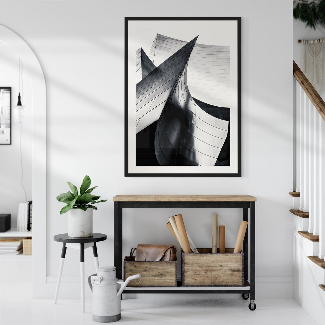 Plakat w ramie 50x70 - Miasto Współczesności - architektura, nowoczesne budynki - rama czarna