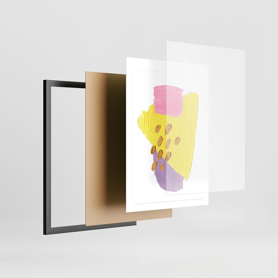 Plakat w ramie 50x70 - Refleksje Akwarelowych Widoków - akwarela, minimalizm - rama czarna