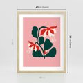 Plakat w ramie 40x50 - Migotliwa Kreatywność - abstrakcyjne kwiaty, różowe tło - rama drewno