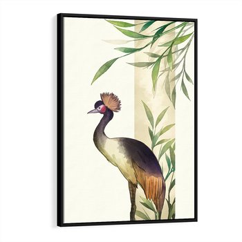 Obraz w ramie 70x100 - Kwiatowa Ekspresja - japońska sztuka, ptak - rama czarna