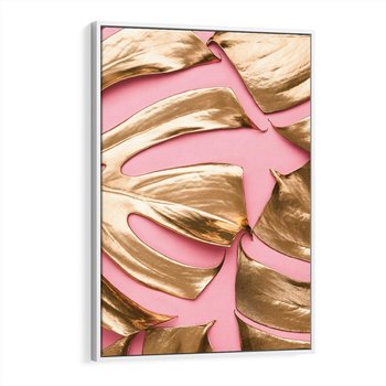 Obraz w ramie 80x120 - Przyjemność w Naturze - złote, liście - rama biała