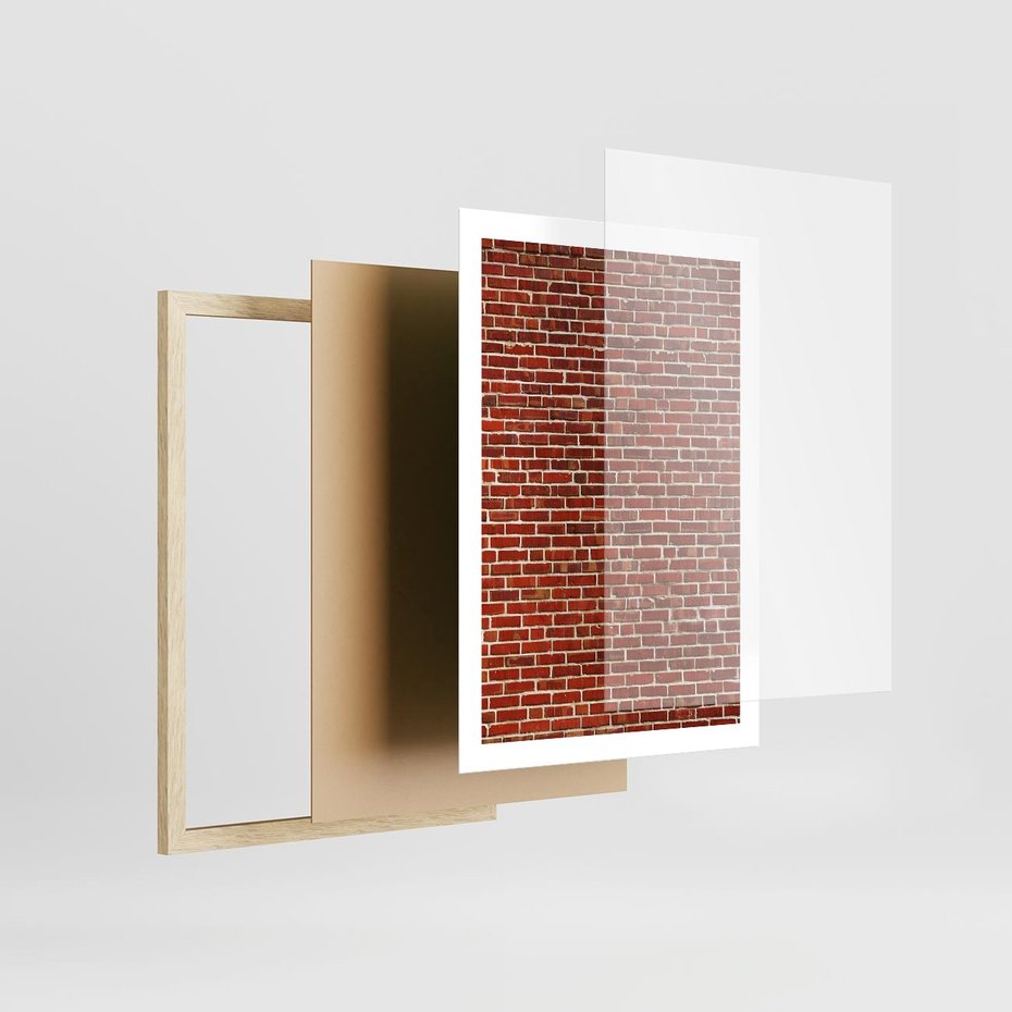 Plakat w ramie 50x70 - Mur z Cegieł - cegły, mur - rama drewno
