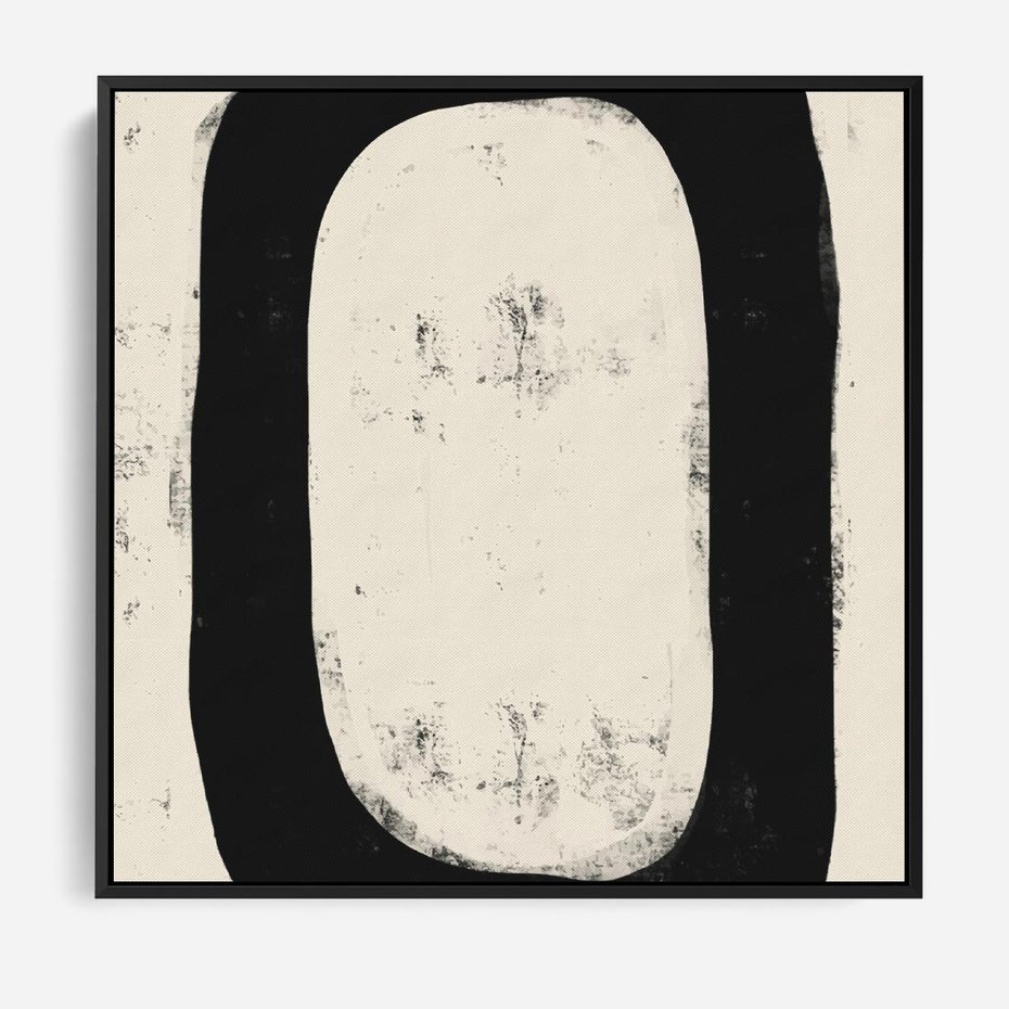 Obraz w ramie 50x50 - Wnętrza Kształtów - abstrakcja, minimalizm - rama czarna