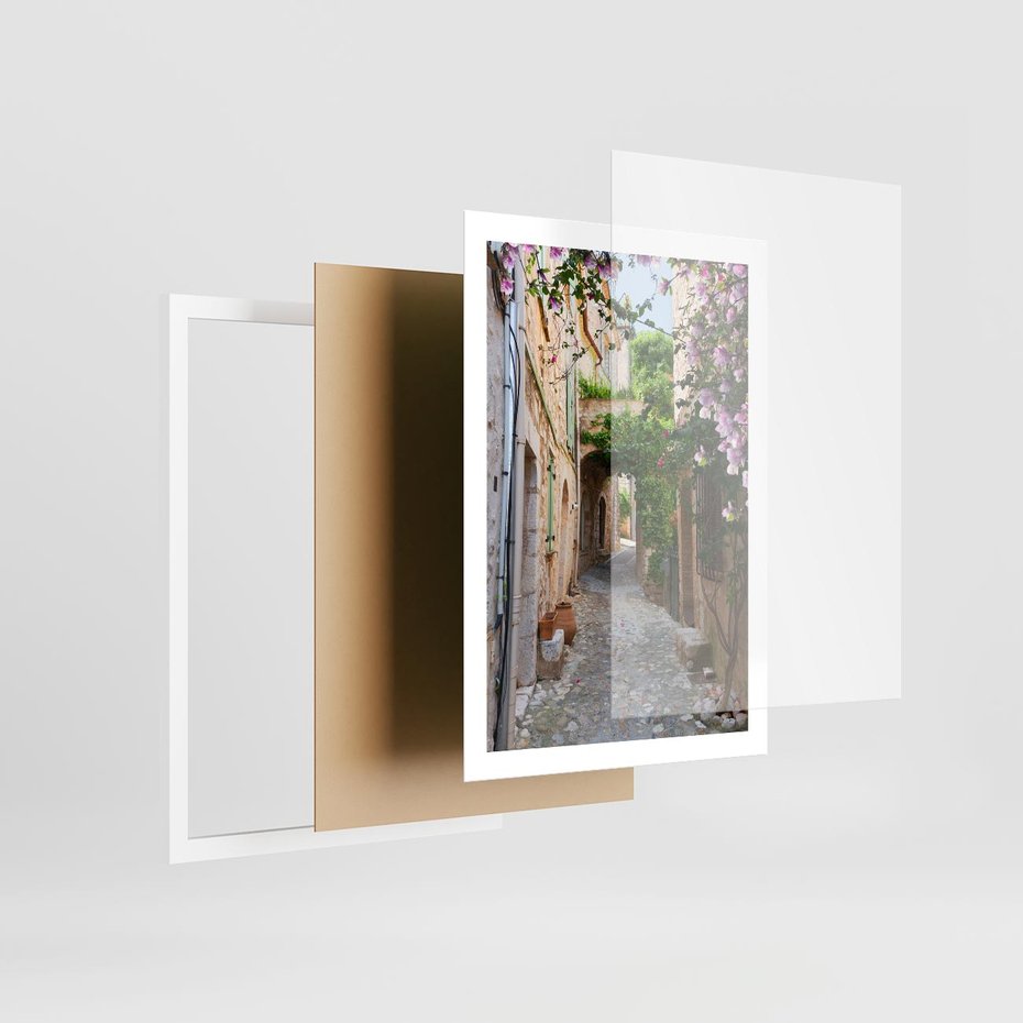 Plakat w ramie 50x70 - Ścieżka W Nieskończoność - uliczka, perspektywa - rama biała