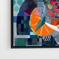 Obraz w ramie 50x50 - Migocące Widoki Harmonii - abstrakcyjny obraz, jak picasso - rama czarna