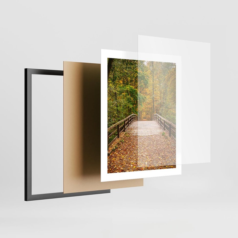 Plakat w ramie 40x50 - Spacer Ścieżką w Las - ścieżka, spacer - rama czarna