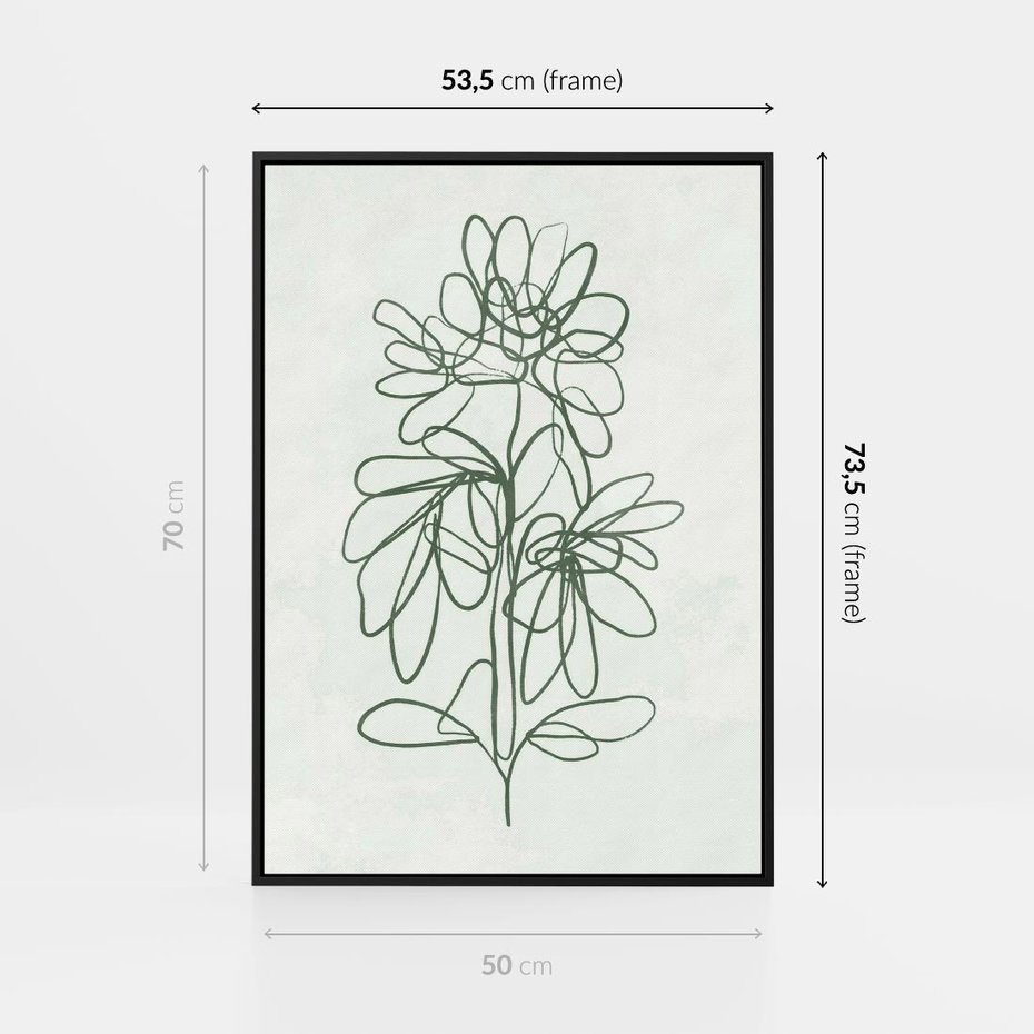 Obraz w ramie 50x70 - Spokojne Poddanie Naturze - zielony plakat, roślinne inspiracje - rama czarna