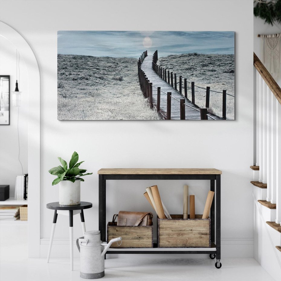 Obraz na płótnie 100x50 - Burzowy pomost na plaży - plaża, pomost