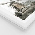 Plakat w ramie 30x40 - Wiejska Idylla z Młynem - wiatrak, młyn - rama biała