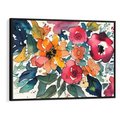 Obraz w ramie 100x70 - Kwiatowy Impuls Kolorów - abstrakcyjne kolorowe kwiaty, szkic - rama czarna