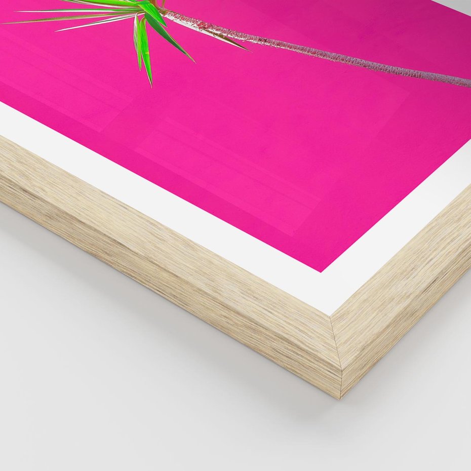 Plakat w ramie 30x40 - Retro Stylizacja - palma, liście - rama drewno