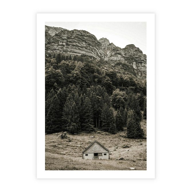 Plakat bez ramy 30x40 - Dom w Odcieniach Natury - domek w górach, góry
