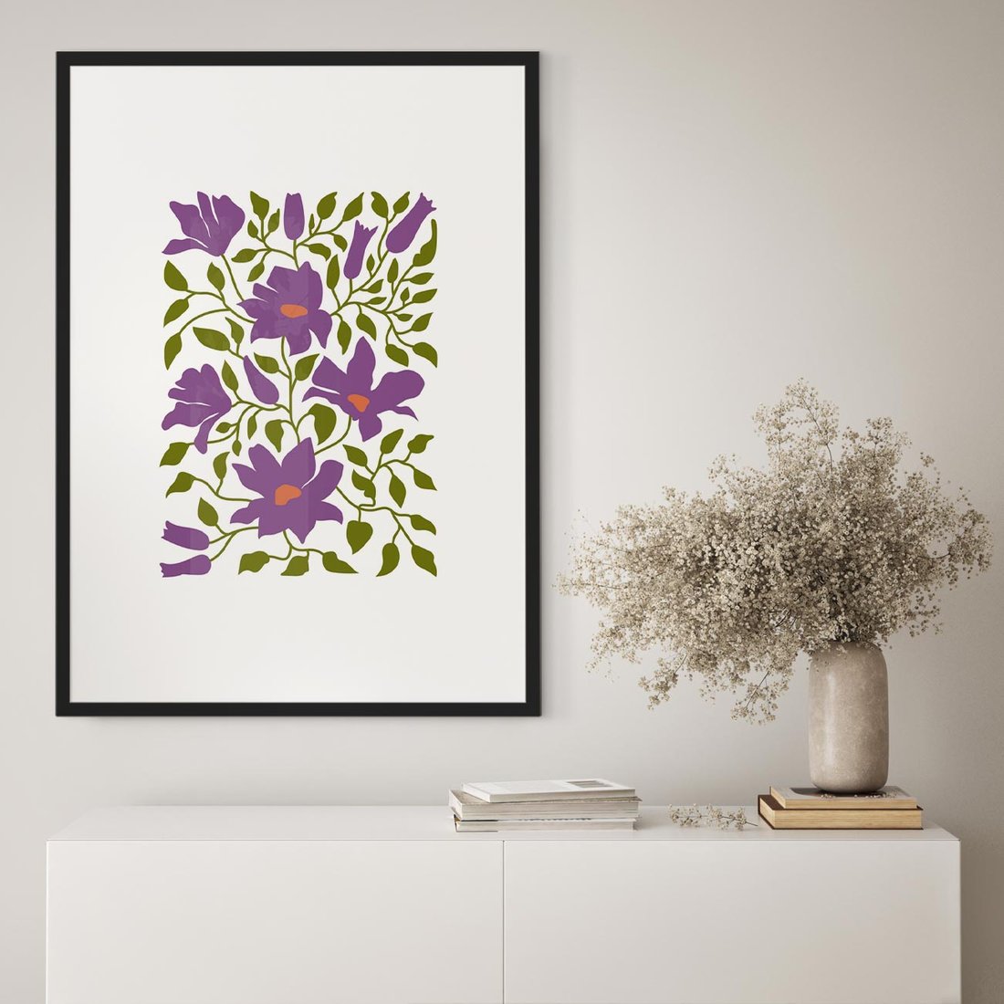 Plakat w ramie 40x50 - Rozmyte Granice - kwiaty, kompozycja - rama czarna