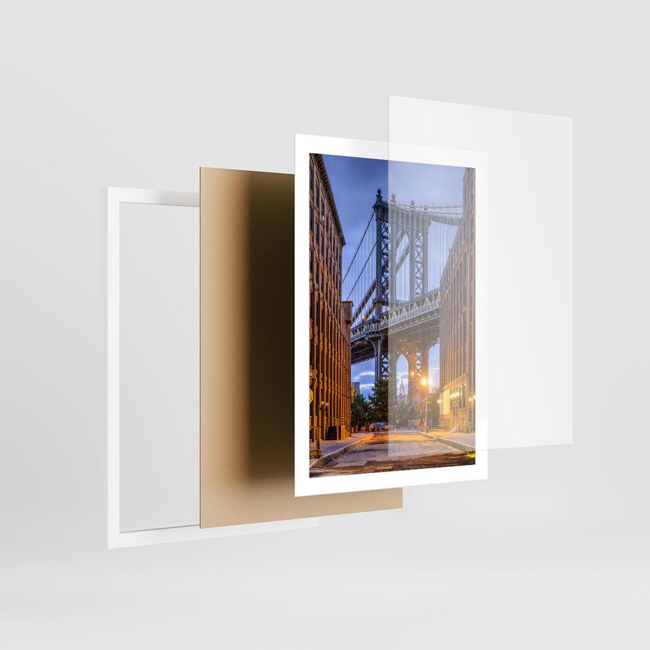 Plakat w ramie 50x70 - Most w mieście - most, miasto - rama biała