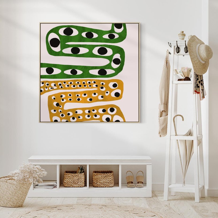 Obraz w ramie 80x80 - Mroczne Wypaczenia - abstrakcyjny obraz, dziwne kształty - rama drewno