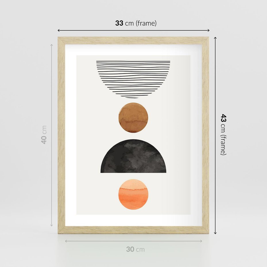 Plakat w ramie 30x40 - Geometryczna Przygoda - nowoczesna grafika, geometria - rama drewno