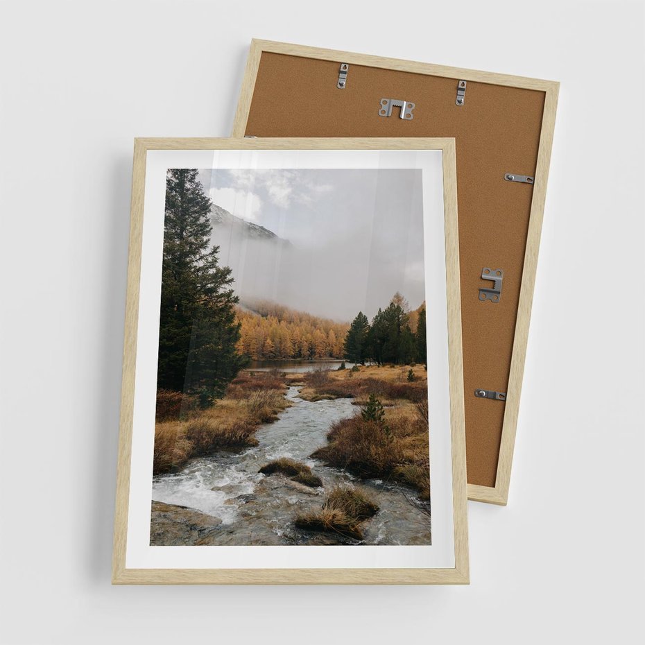 Plakat w ramie 50x70 - W Górskiej Dolinie - artystyczna fotografia, las - rama drewno