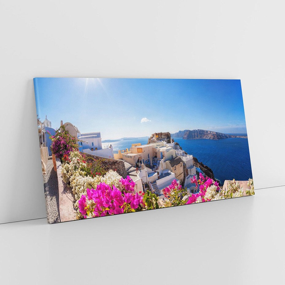 Obraz na płótnie 140x70 - Błękit morza i białe domy - Santorini, Grecja