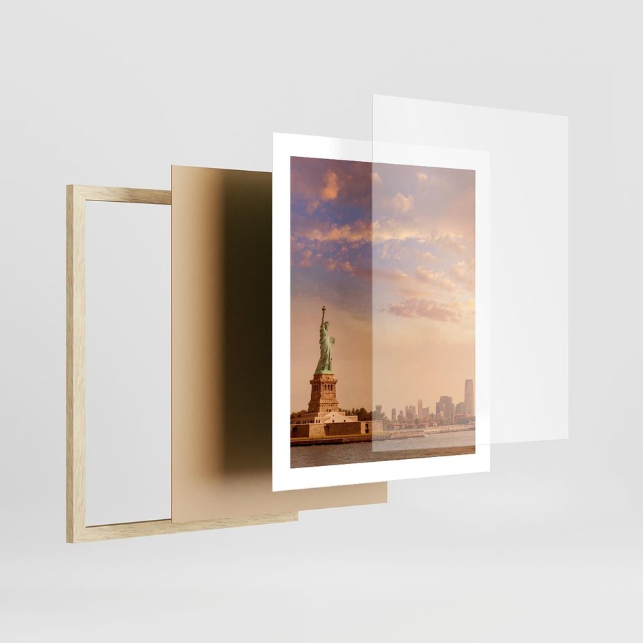 Plakat w ramie 40x50 - Statua wolności w Nowym Jorku - Nowy Jork, statua - rama drewno