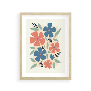 Plakat w ramie 30x40 - Kolorowe liście tęsknot - minimalistyczny plakat, grafika - rama drewno