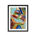 Plakat w ramie 30x40 - Kolorowe Wnętrza Kształtów - abstrakcyjny portret kobiety, twarz - rama czarna