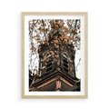 Plakat w ramie 50x70 - Jesienna Wieża w Liściach - architektura, wieża - rama drewno