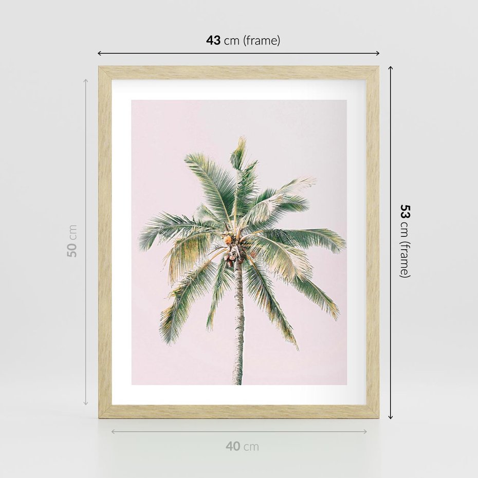 Plakat w ramie 40x50 - Błogość Tropików - palma, tropiki - rama drewno