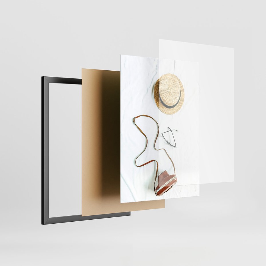 Zestaw obrazy w ramie 40x50 galeria - Kawa, podróż, kapelusz, boho - rama czarna