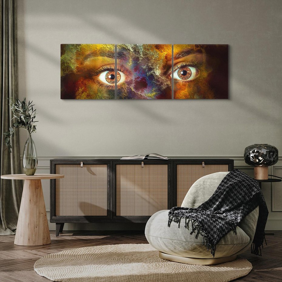 Obraz na płótnie 120x40 - Twarz w abstrakcji - twarz, abstrakcja