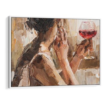 Obraz w ramie 70x50 - Wibracje - portret, kobieta - rama biała