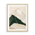 Plakat w ramie 50x70 - Minimalistyczne Góry: Złota Sztuka Natury - minimalistyczna grafika, góry - rama drewno