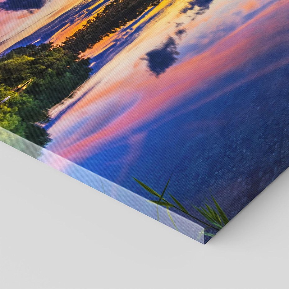 Obraz na płótnie 120x80 - Magiczny zachód słońca nad jeziorem - zachód, słońca