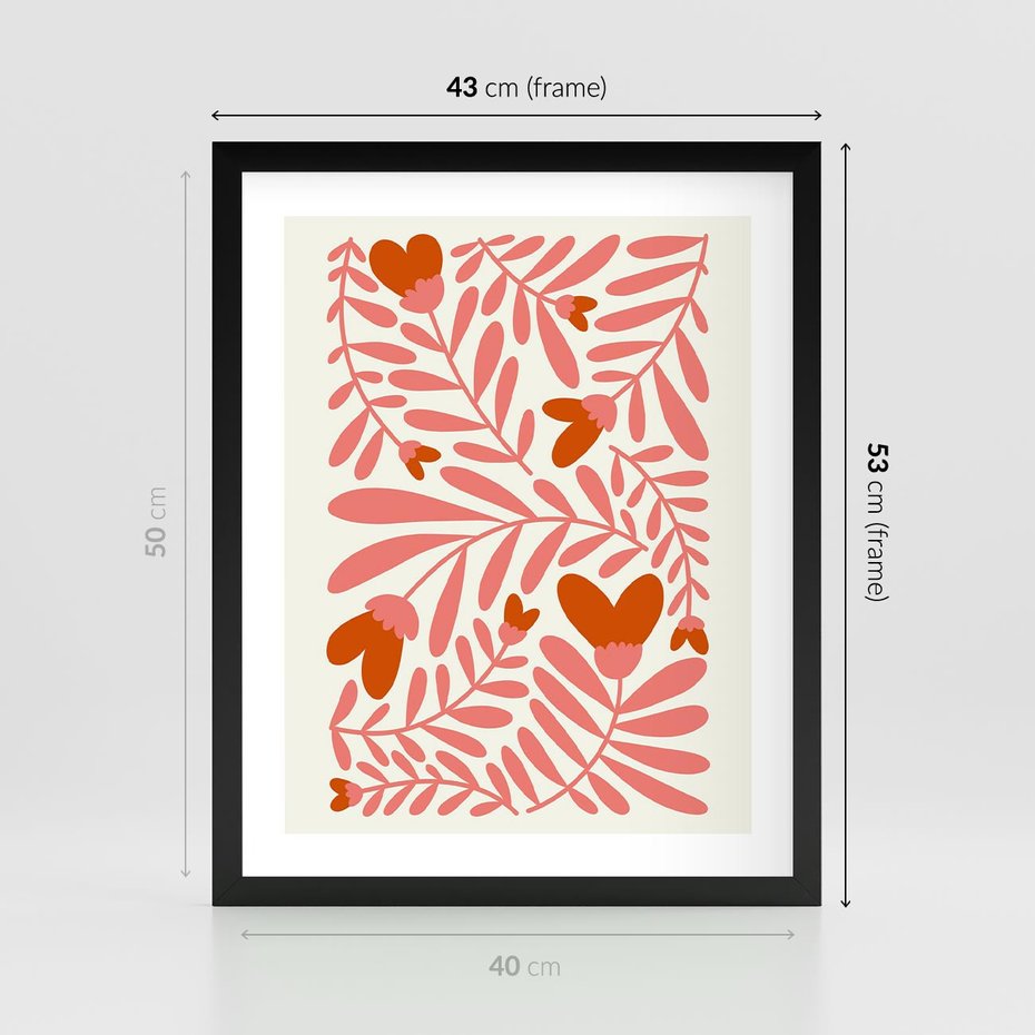 Plakat w ramie 40x50 - Taniec komplementarnych barw - kwiaty, pastelowe kolory - rama czarna