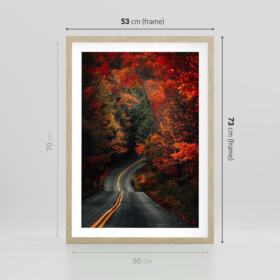 Plakat w ramie 50x70 - Jesienne Podróżowanie - fotografia, jesień - rama drewno