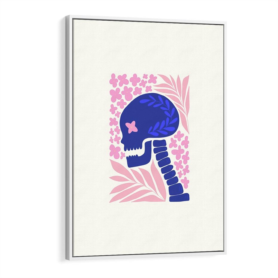 Obraz w ramie 50x70 - Żart z Czaszką - abstrakcja, sztuka nowoczesna - rama biała