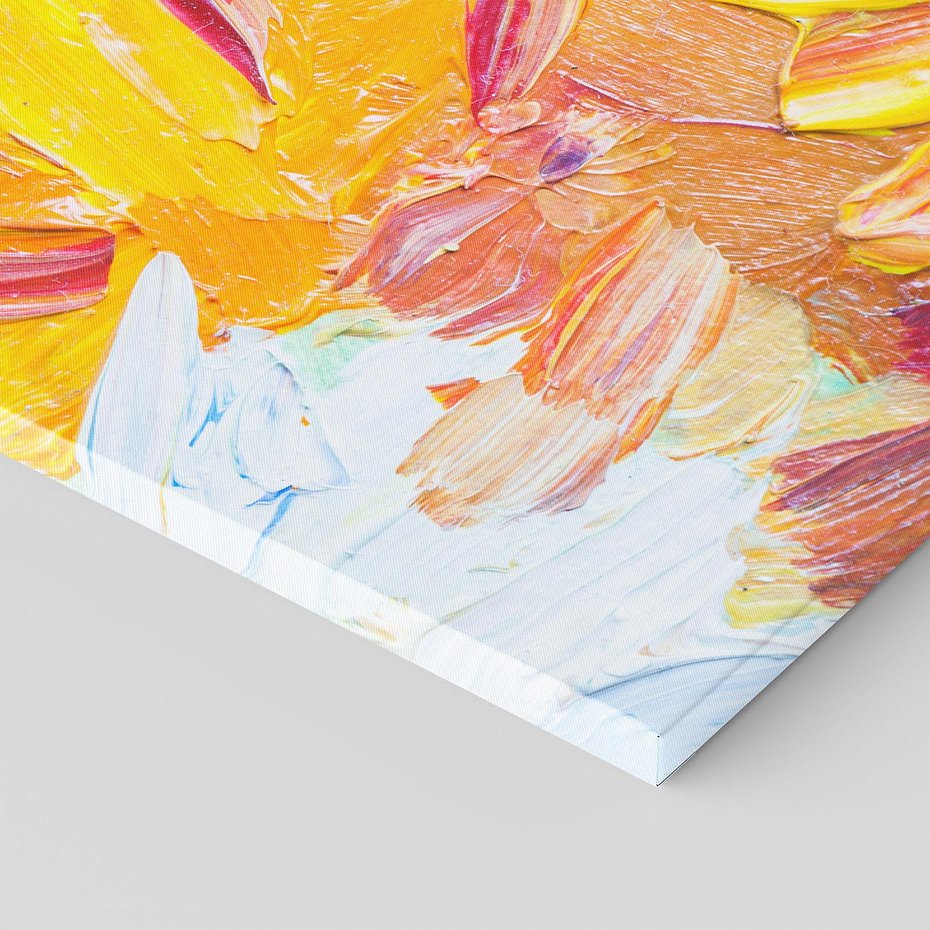 Obraz na płótnie 80x80 - Kwiatowe Harmonie - zbliżenie na obraz olejny, gruba warstwa farby