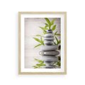 Plakat w ramie 30x40 - Spa kamienie: naturalne piękno - spa, kamienie - rama drewno