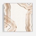 Obraz w ramie 50x50 - Ścieżki pędzla i myśli - minimalistyczna kompozycja, abstrakcyjne brązowe linie na białym tle - rama biała