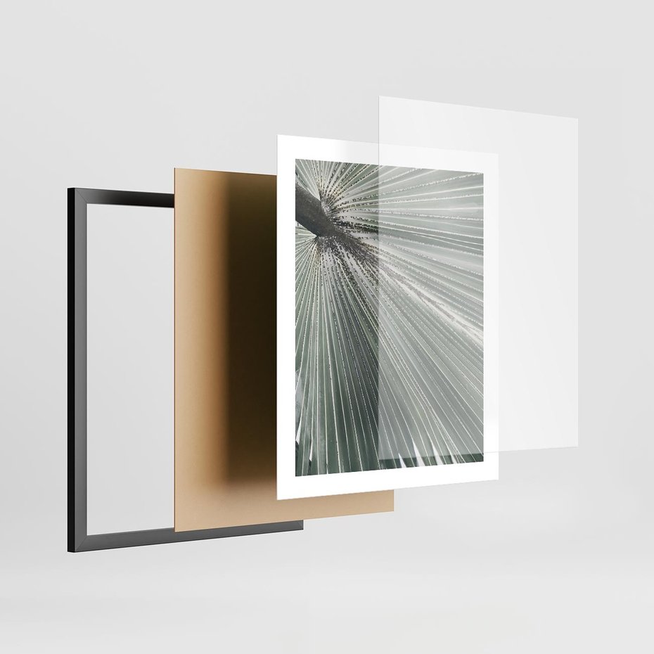 Plakat w ramie 40x50 - Jasnozielony Świat - palma, liść - rama czarna