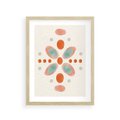 Plakat w ramie 30x40 - Symfonia Natury - abstrakcyjne plamy w odcieniach pomarańczowym, kropki plamki - rama drewno