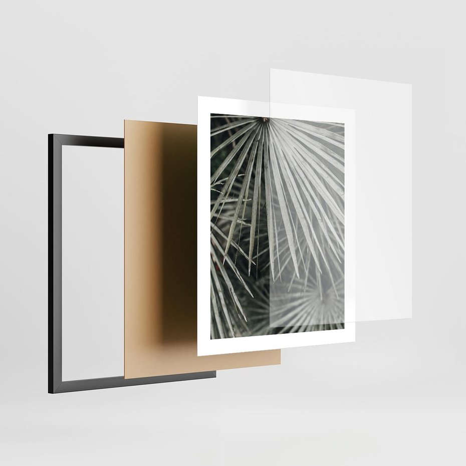 Plakat w ramie 40x50 - Ujęcie Tropikalnej Natury - palmy, liście palmy - rama czarna