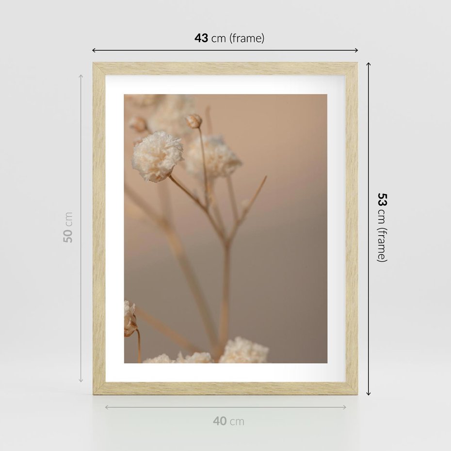 Plakat w ramie 40x50 - Subtelna gipsówka - gipsówka, suche - rama drewno
